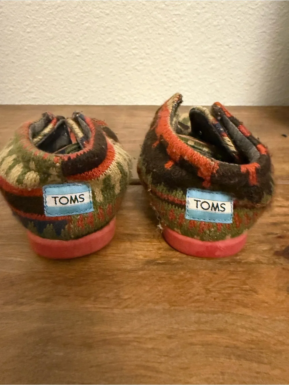 Toms Kids Aztec Knit Booties - Green, Orange, Brown